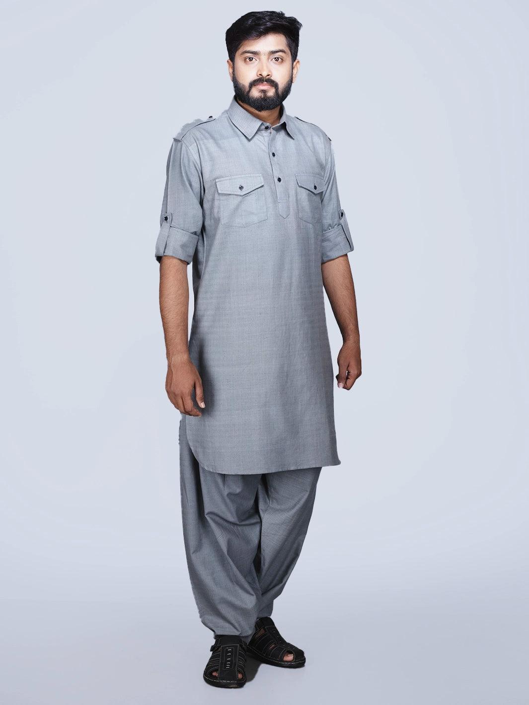 Grey best sale pathani kurta