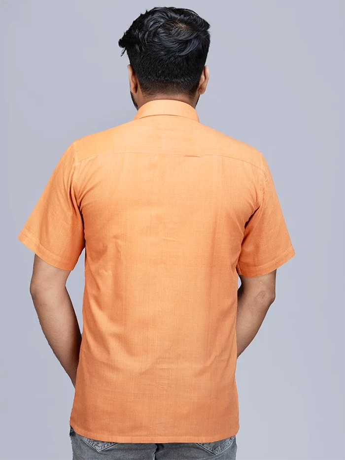 Persian Orange Handwoven Organic Cotton Men Shirt