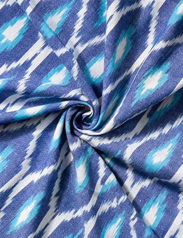 Blue Handwoven ikkat Cotton Fabric 44 Inch Width