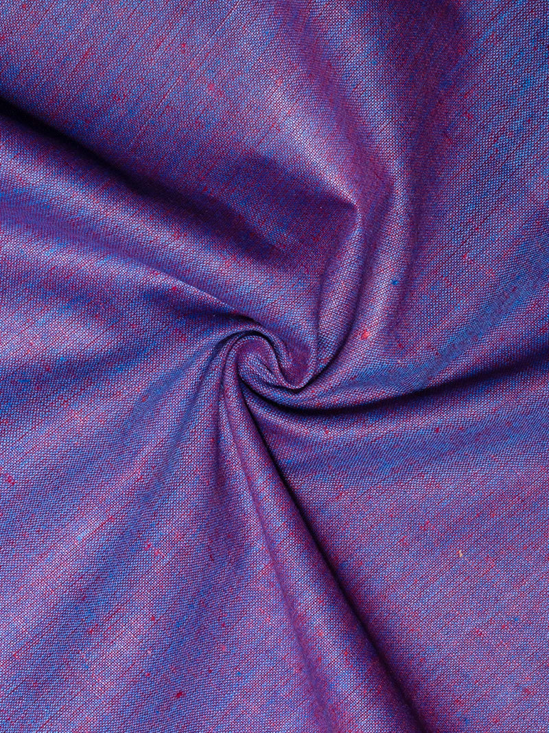 Blue Red Duel Tone Handwoven Organic Cotton Fabric 44 Inch Width