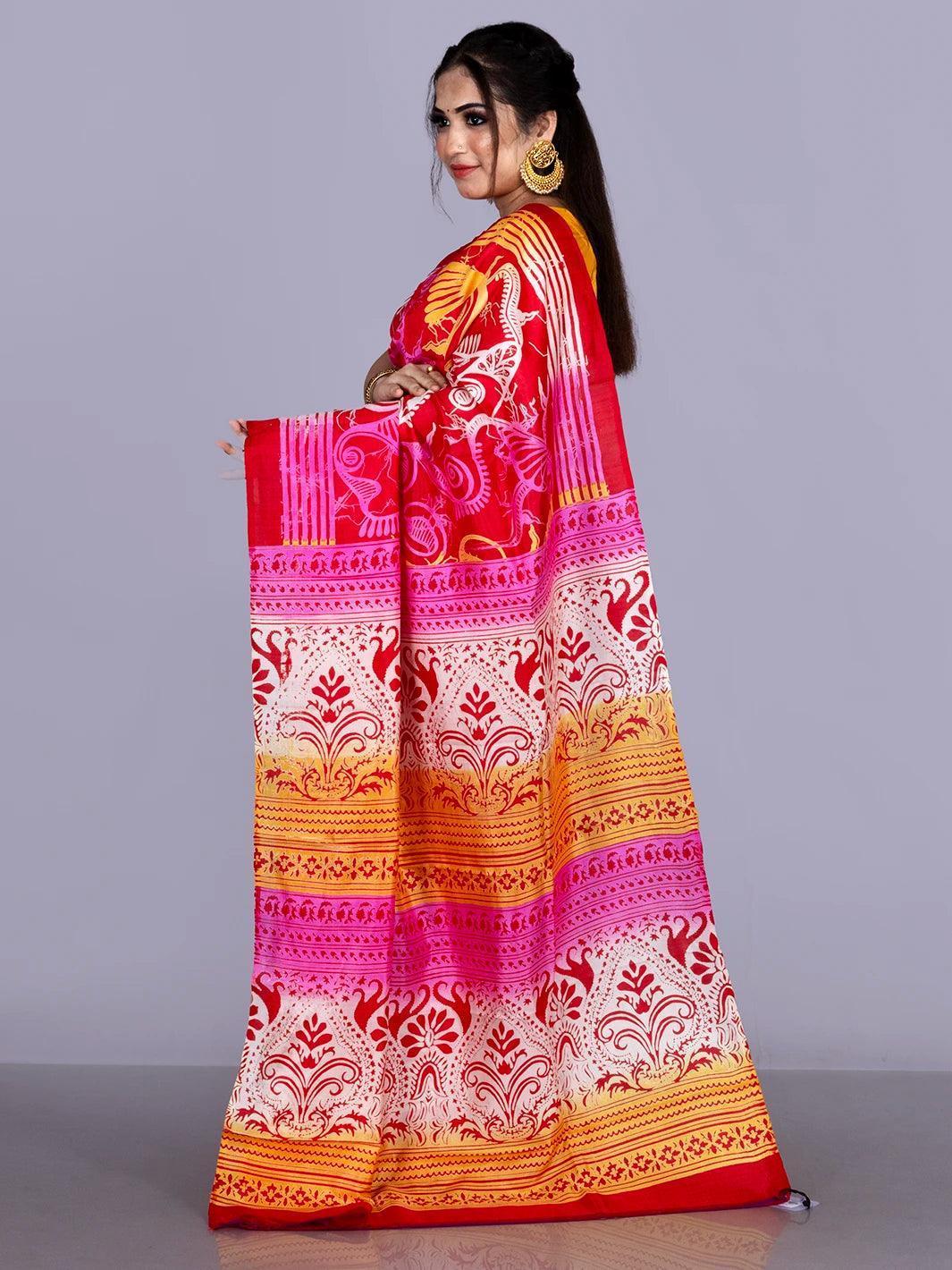 Allover Printed Bishnupuri Katan Silk Saree