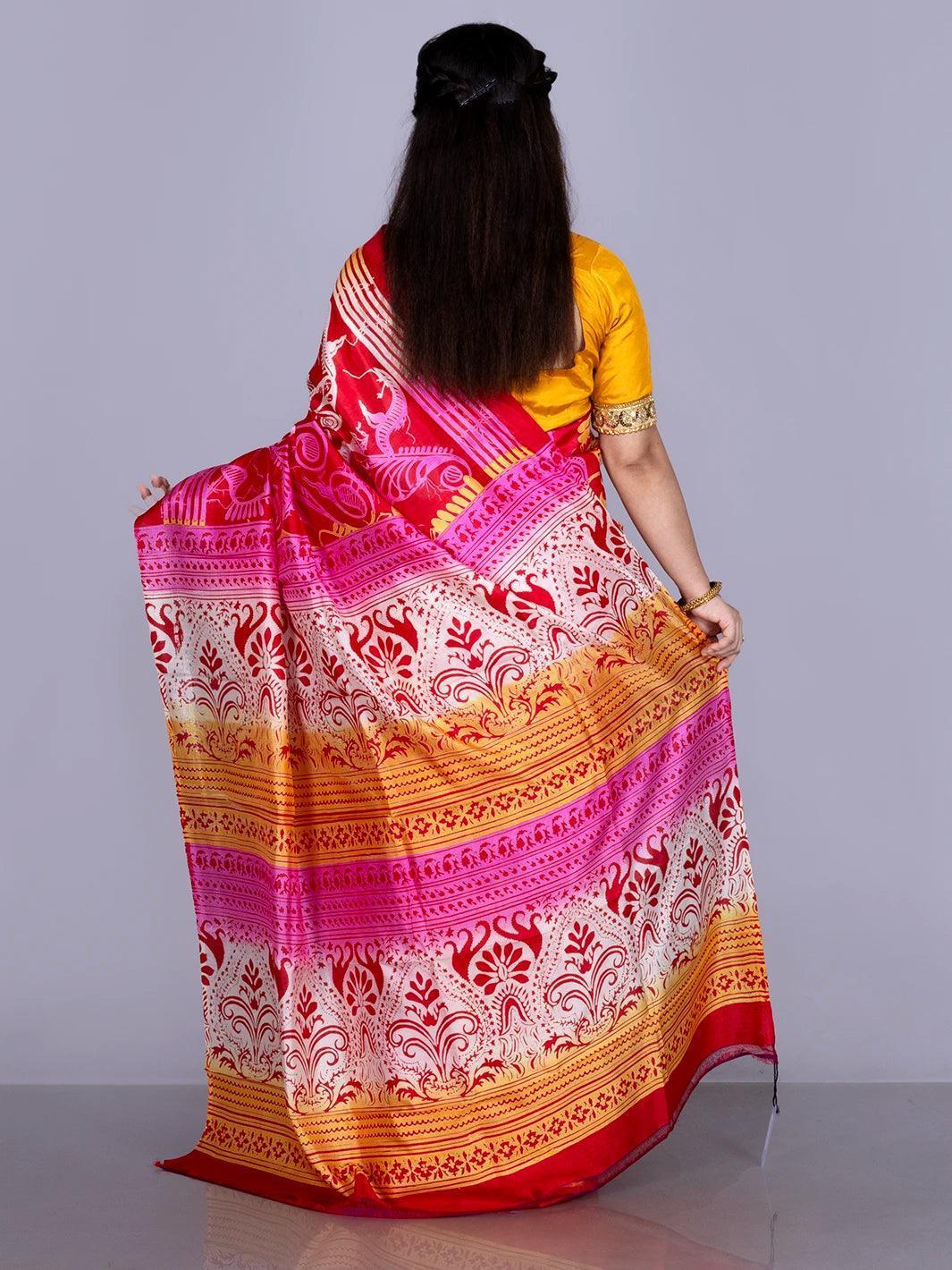 Allover Printed Bishnupuri Katan Silk Saree