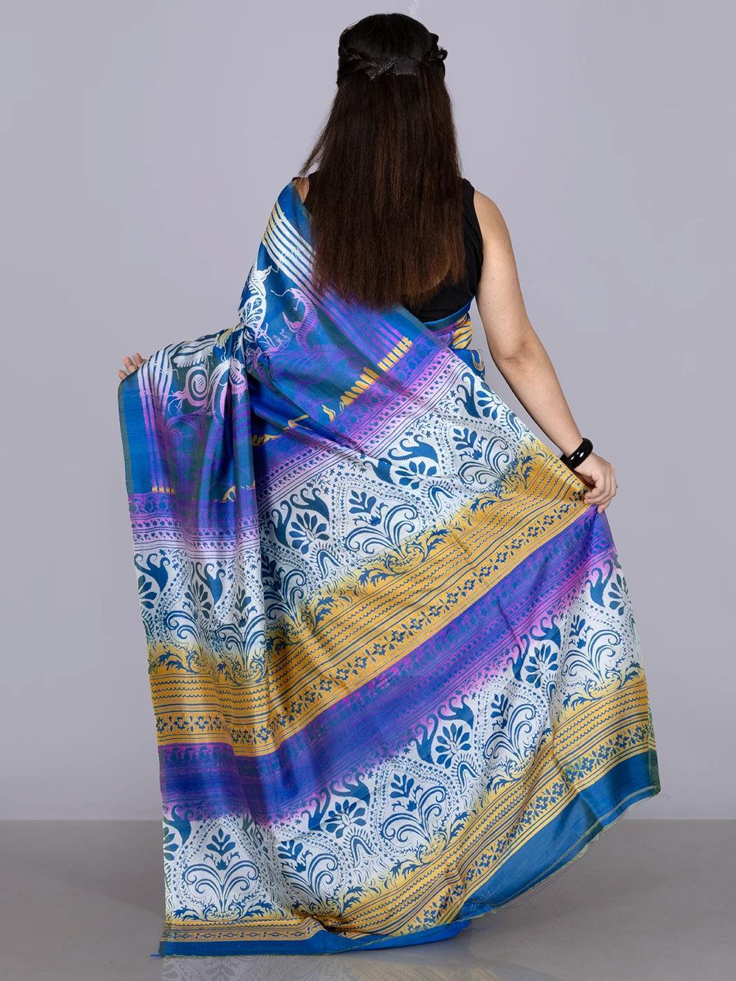 Allover Printed Bishnupuri Katan Silk Saree