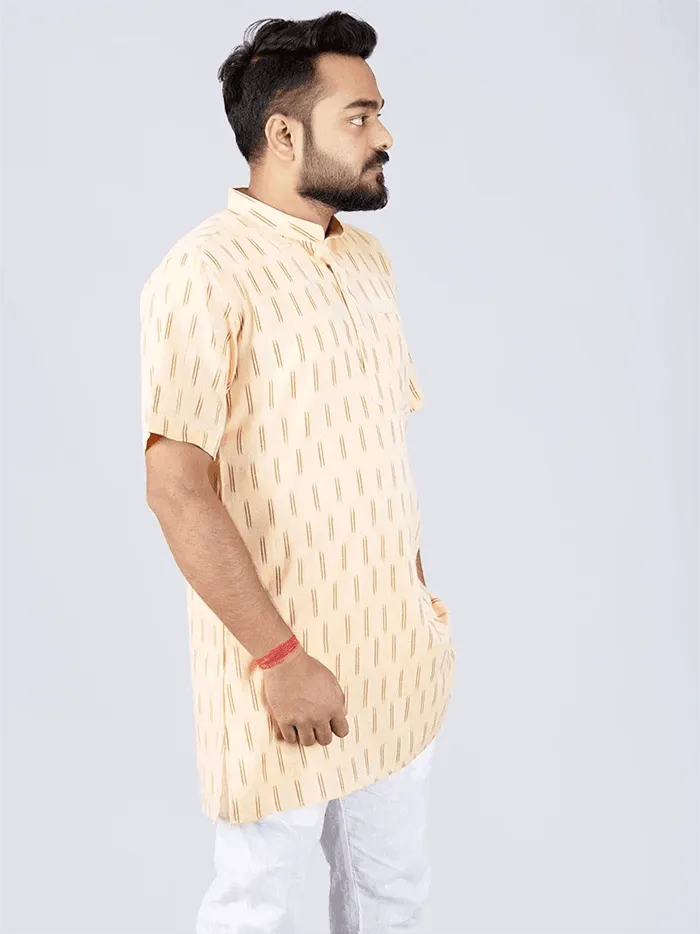 Blanched almond Ikkat Cotton Men Kurta