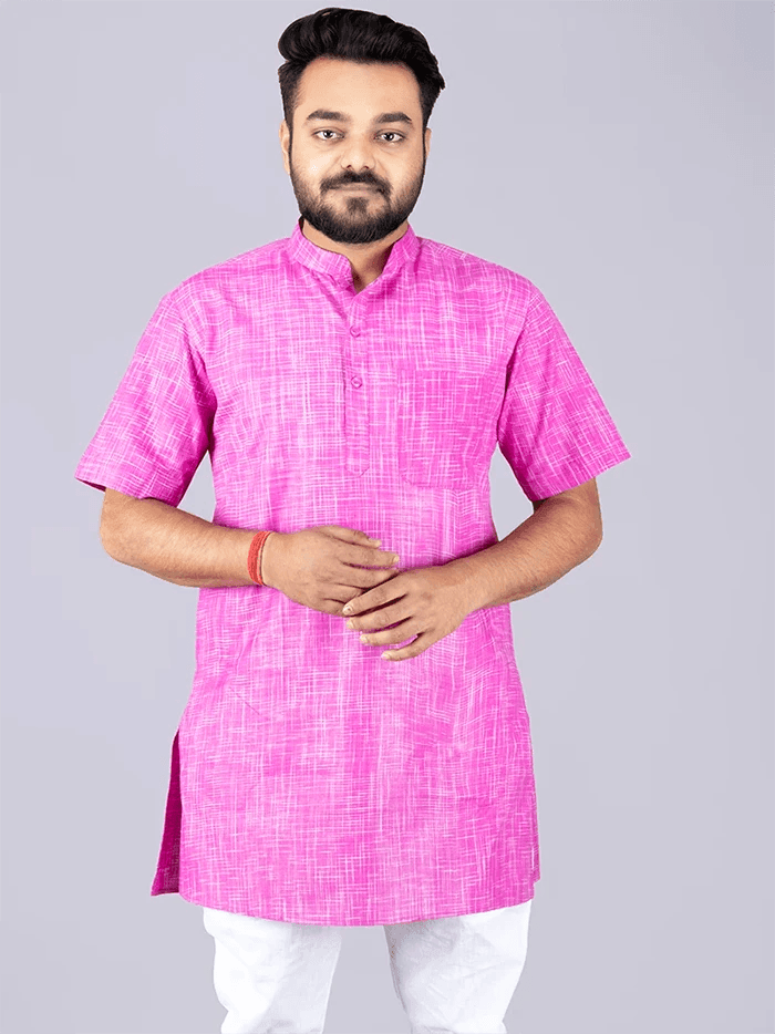 Lavender Magenta Springs Handwoven Organic Cotton Men Kurta