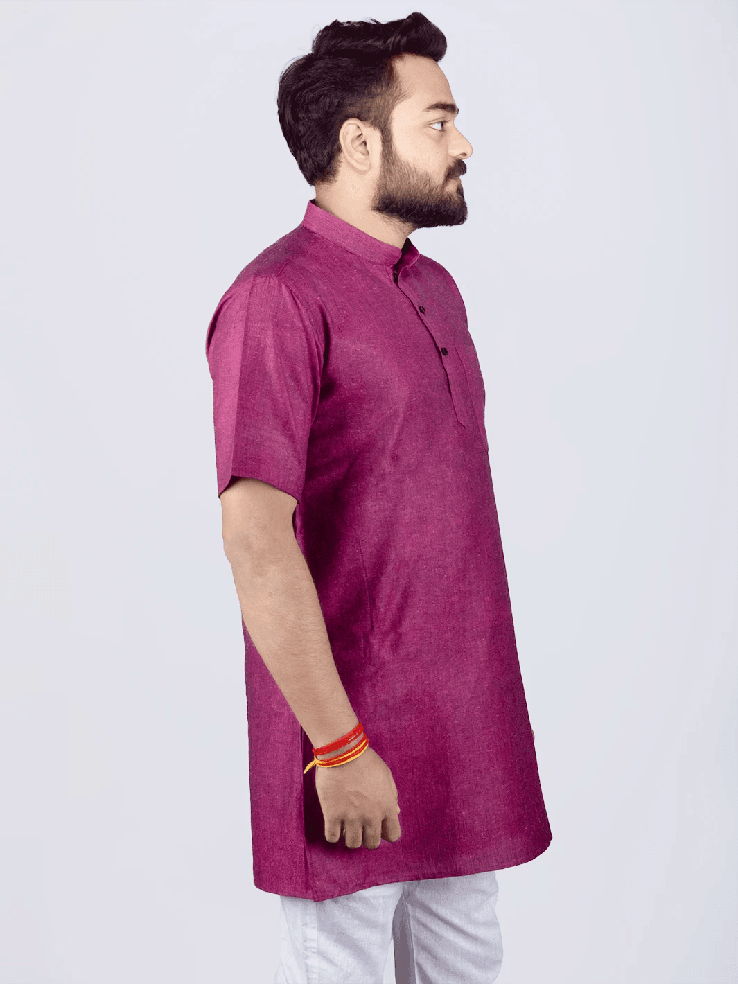 Black Purple Handwoven Organic Cotton Men Kurta