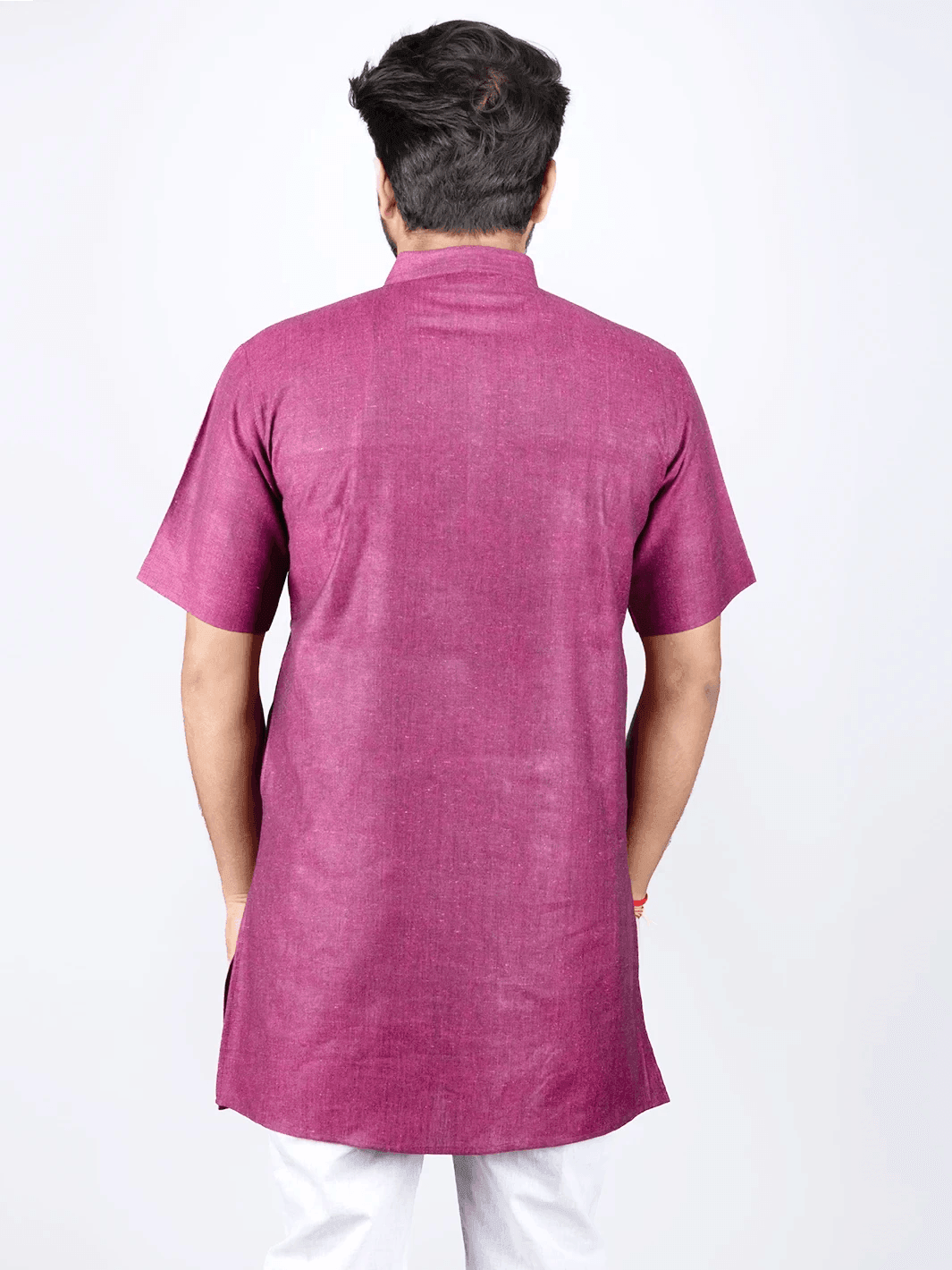 Black Purple Handwoven Organic Cotton Men Kurta