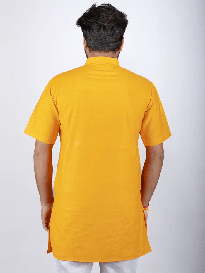 Saffron Handwoven Organic Cotton Men Kurta