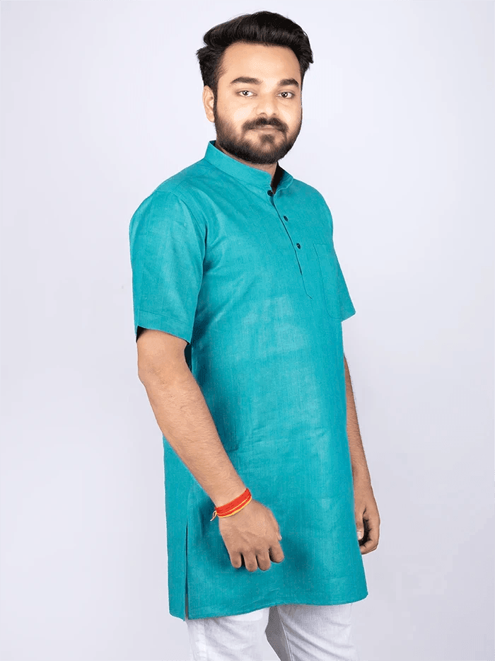 Persian Green Handwoven Organic Cotton Men Kurta