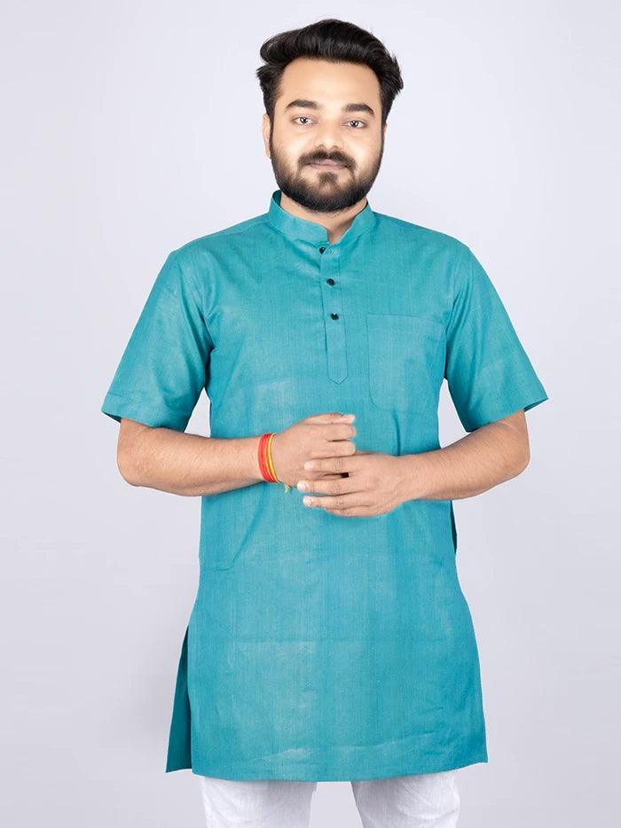 Persian Green Handwoven Organic Cotton Men Kurta