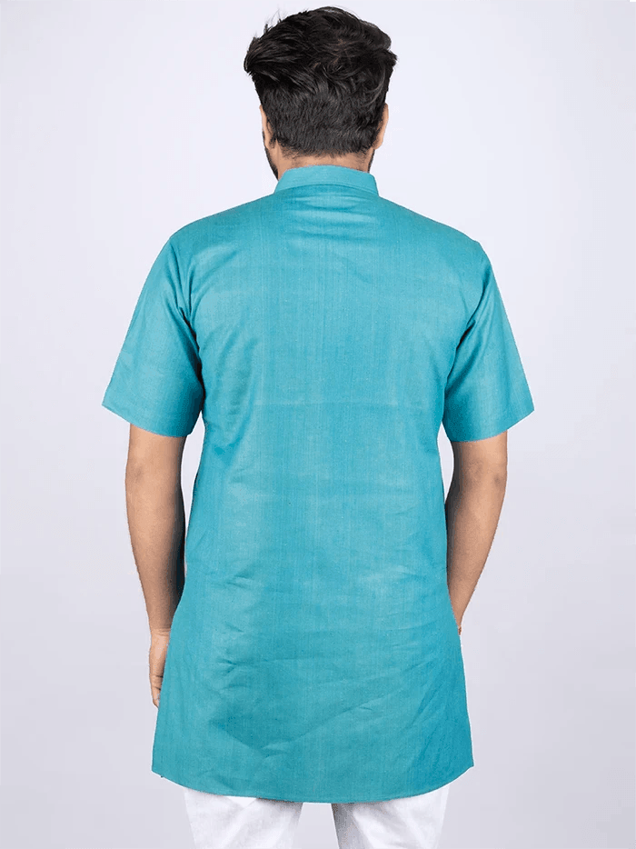 Persian Green Handwoven Organic Cotton Men Kurta