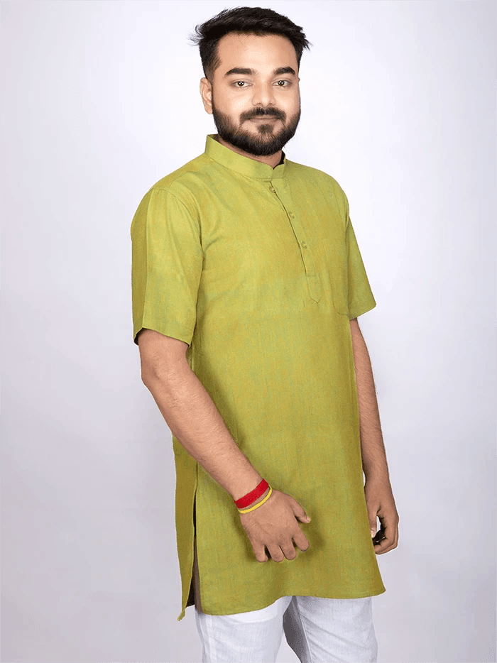 Green Naples Handwoven Organic Cotton Men Kurta