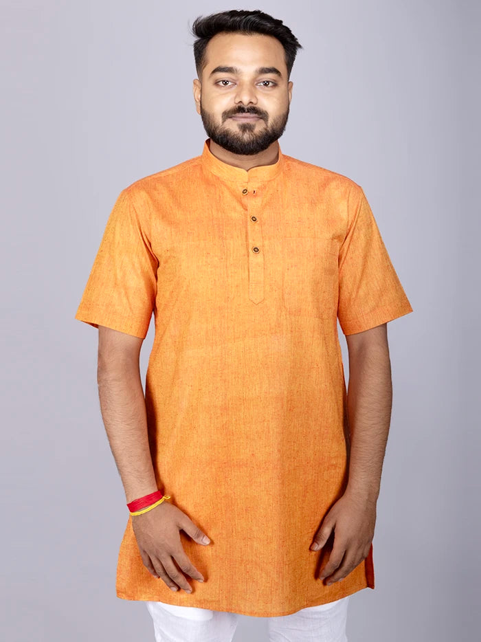 Duel Tone Handwoven Organic Cotton Men Kurta