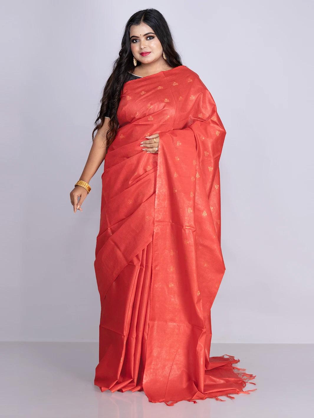 Elegant Red Woven BhagalPuri Silk Saree - WeaversIndia