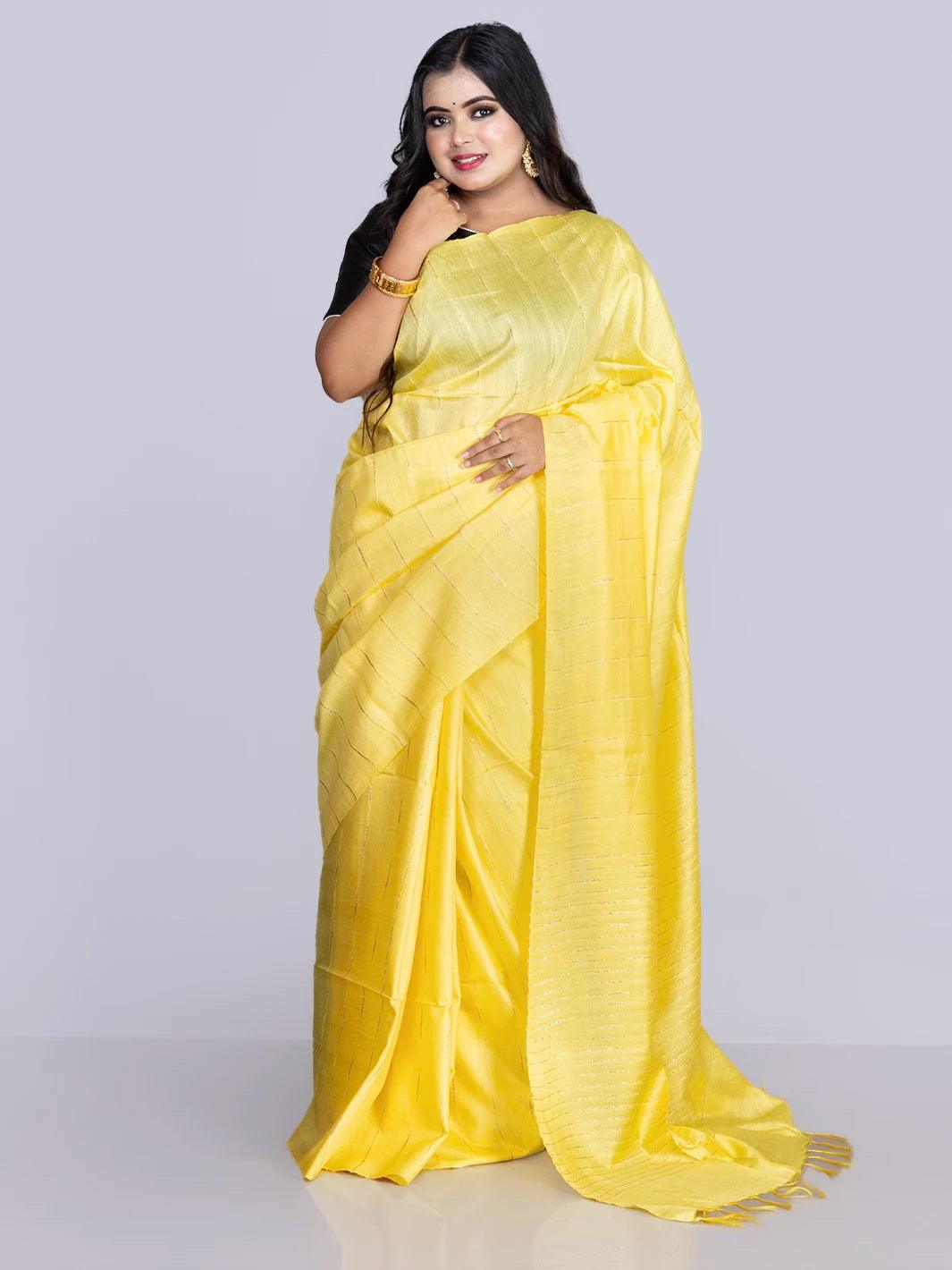 Elegant Yellow Woven BhagalPuri Silk Saree - WeaversIndia