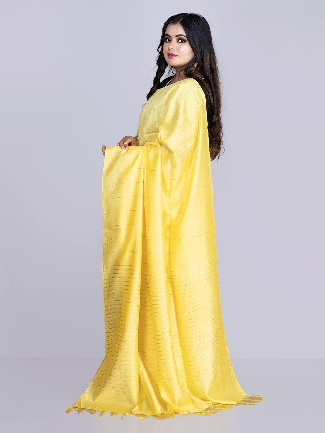 Elegant Yellow Woven BhagalPuri Silk Saree - WeaversIndia