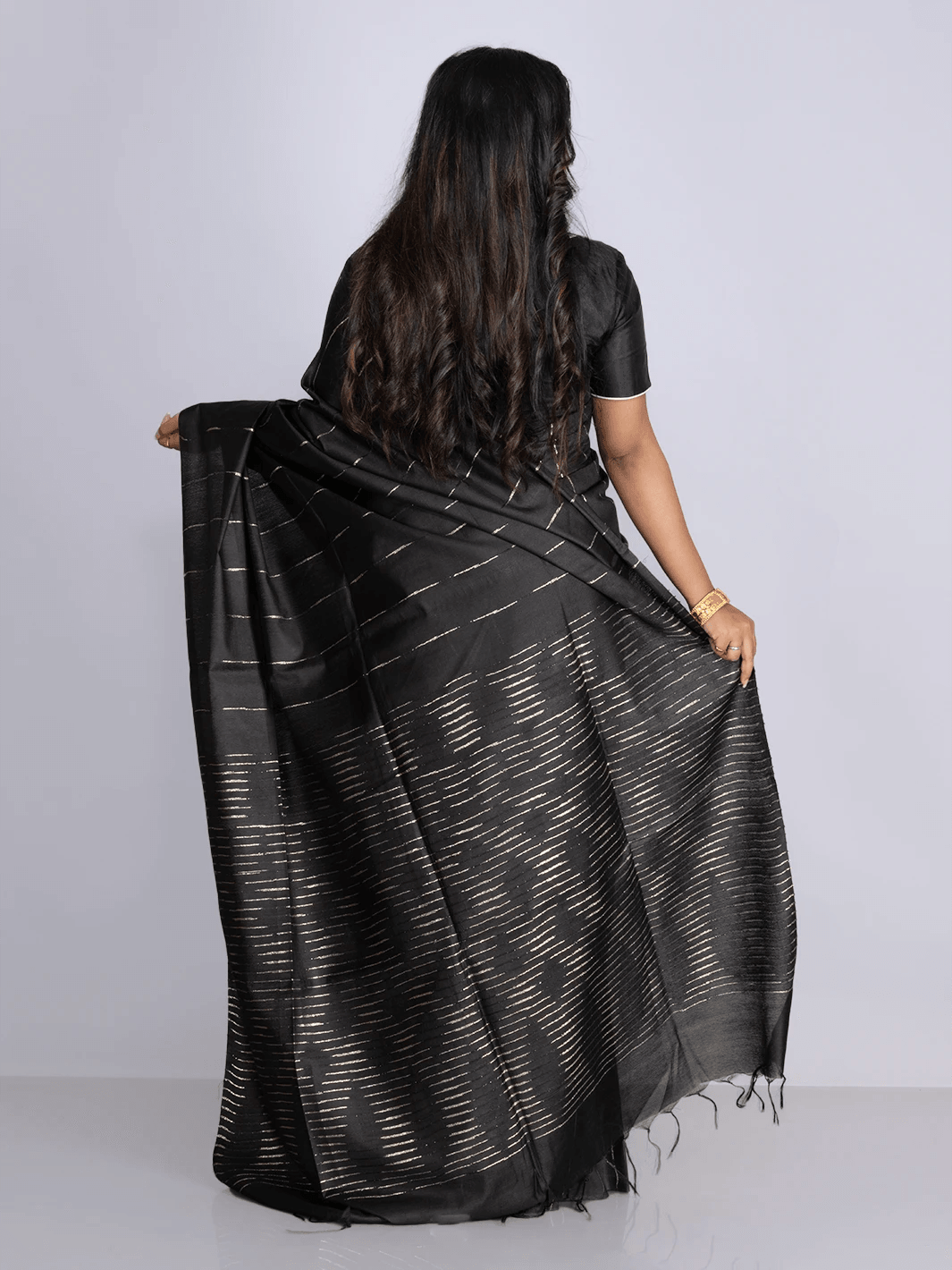 Elegant Black Woven BhagalPuri Silk Saree - WeaversIndia