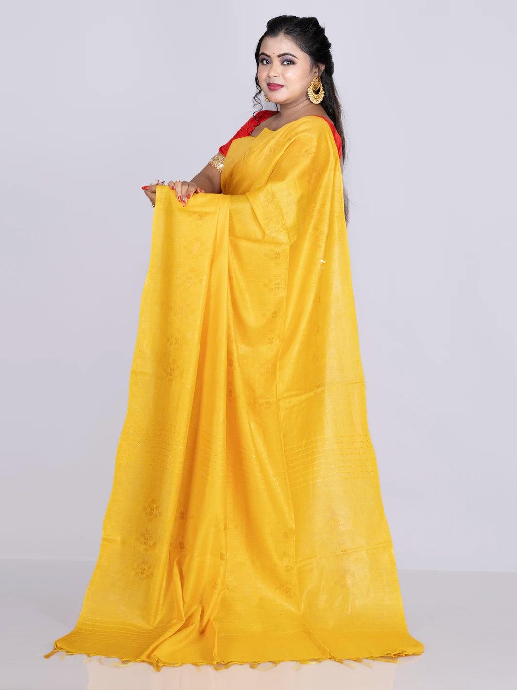 Elegant Yellow Woven BhagalPuri Silk Saree