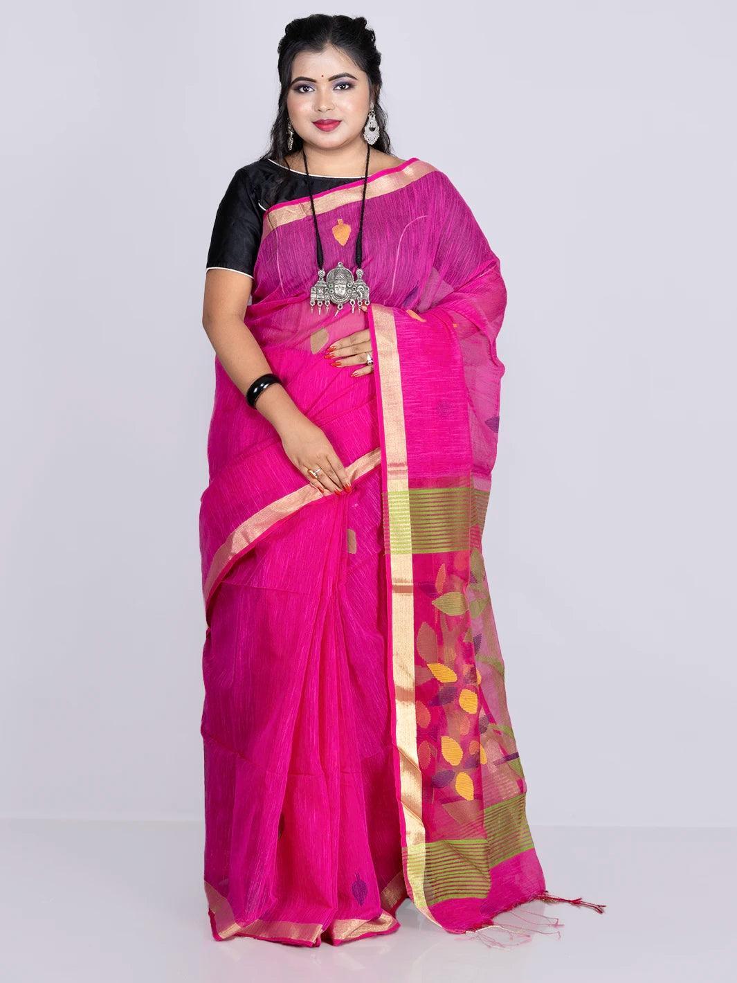 Elegant Magenta Allover Blend Cotton Handloom Saree