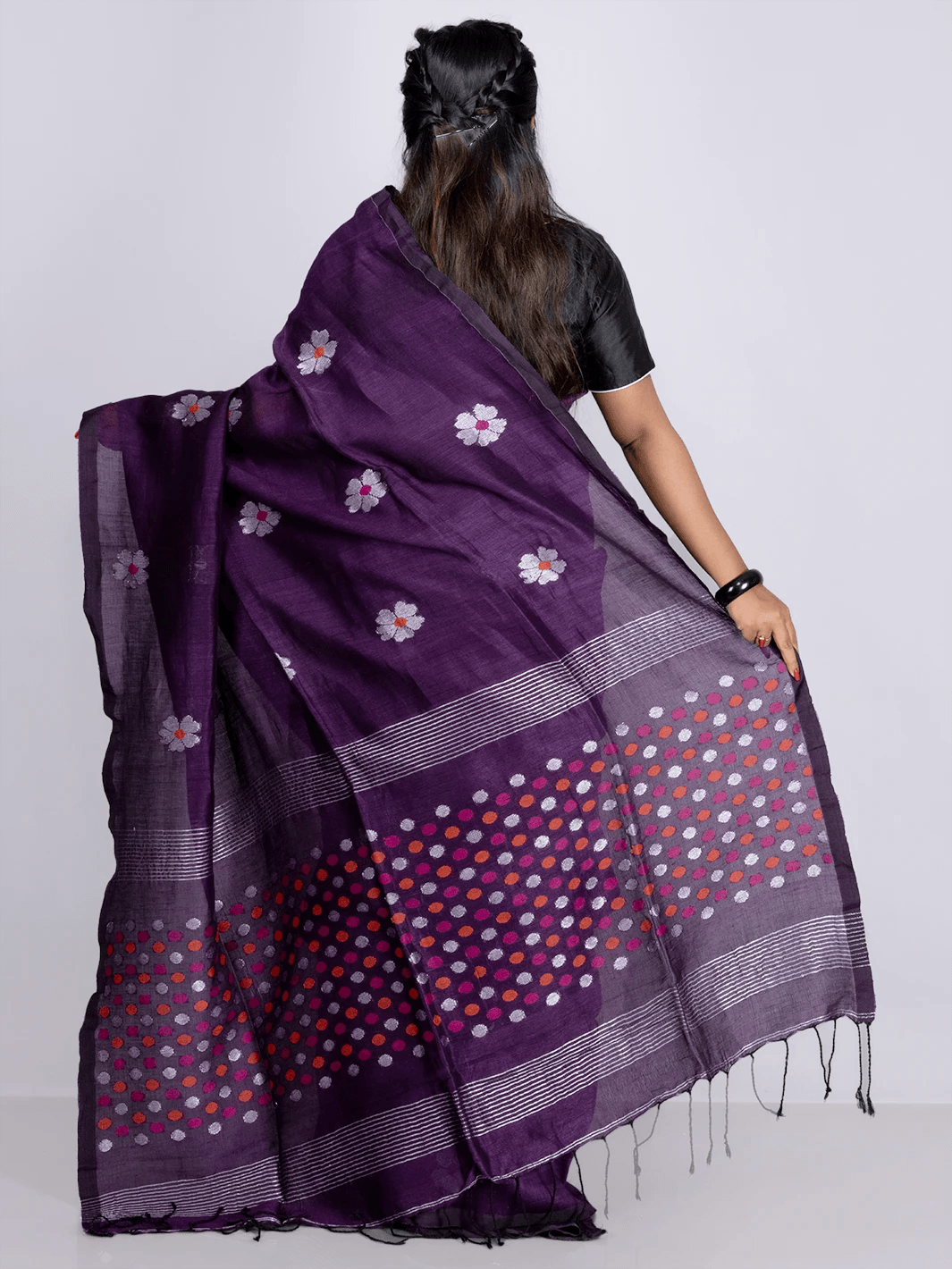 Elegant Violet Allover Blend Cotton Handloom Saree