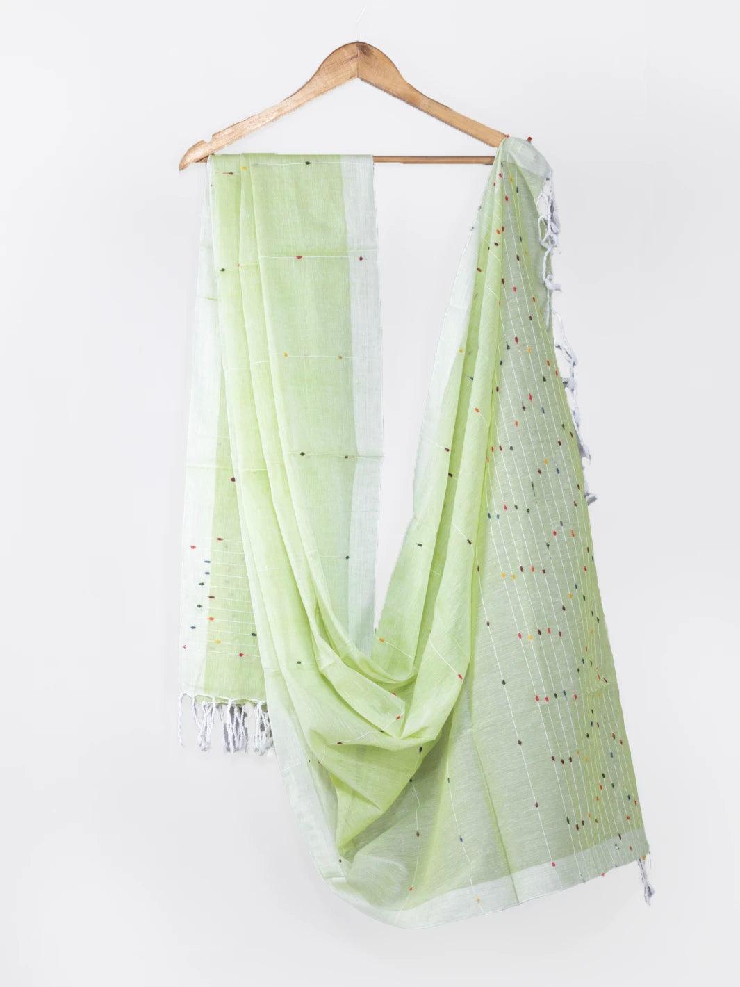 Light Green Handwoven Cotton Dupatta