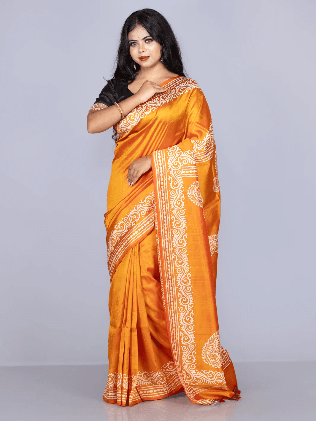 Par Anchal Printed Bishnupuri Katan Silk Saree