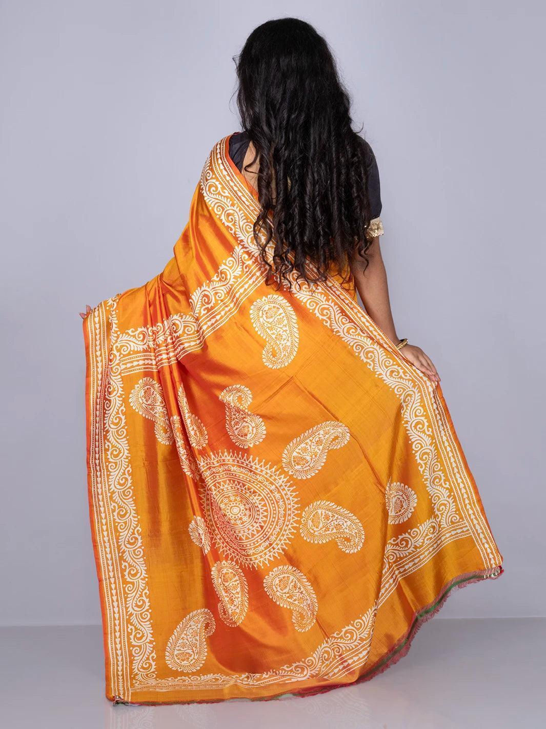 Par Anchal Printed Bishnupuri Katan Silk Saree