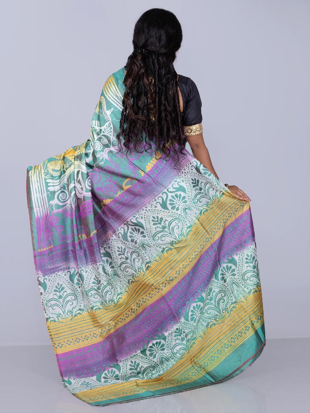 Allover Printed Bishnupuri Katan Silk Saree