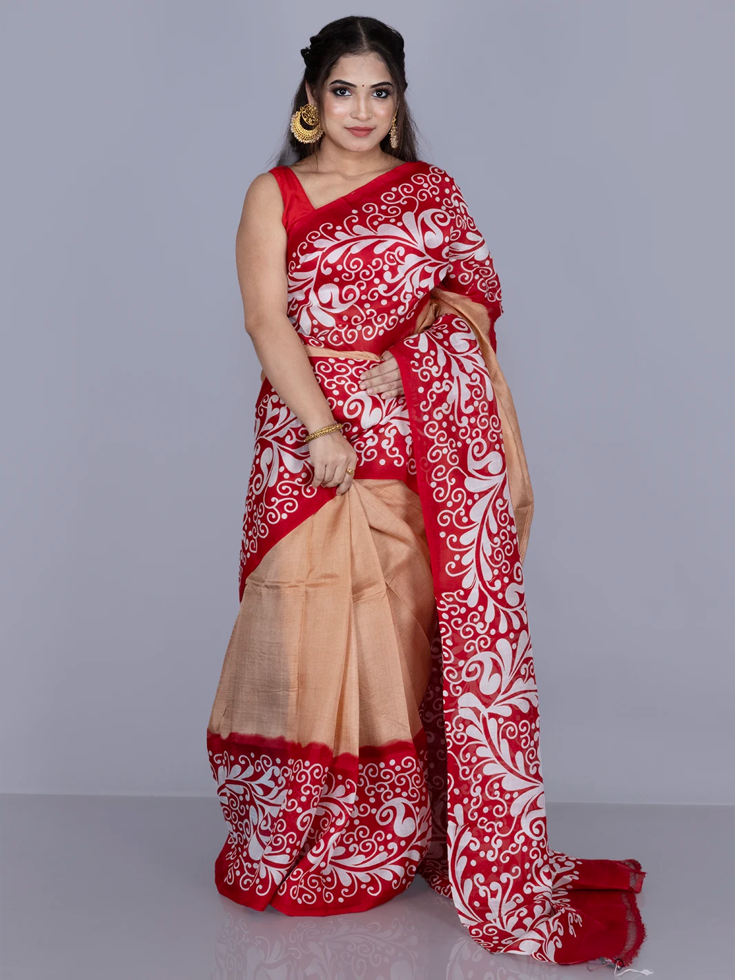 Par Anchal Batik Printed Murshidabad Silk Saree