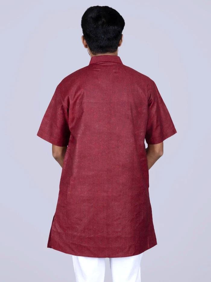 Maroon Handwoven Organic Cotton Men Kurta