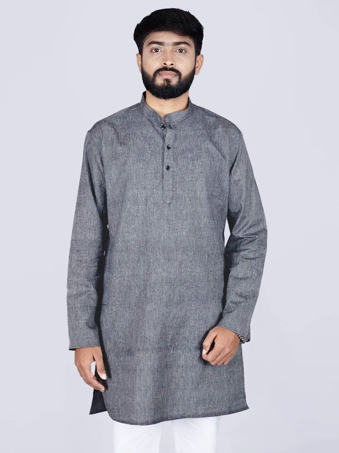 Black Handwoven Organic Cotton Men Kurta