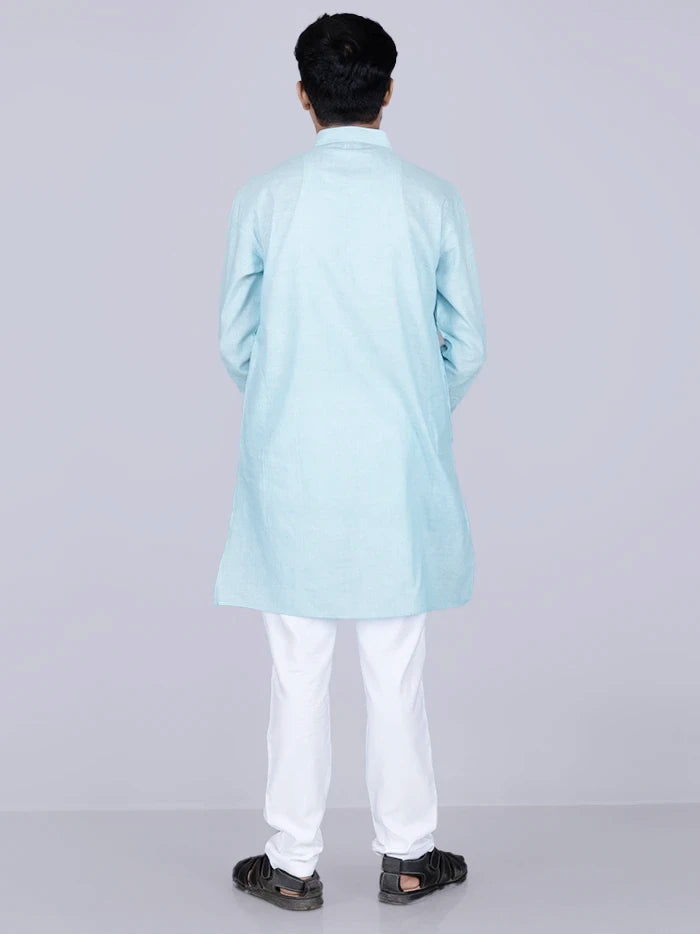 Sky Blue Handwoven Organic Cotton Men Kurta