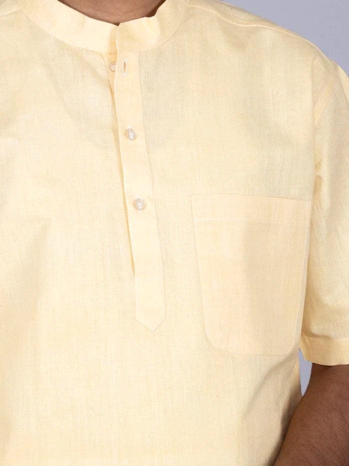 Light Yellow Handwoven Organic Cotton Men Kurta