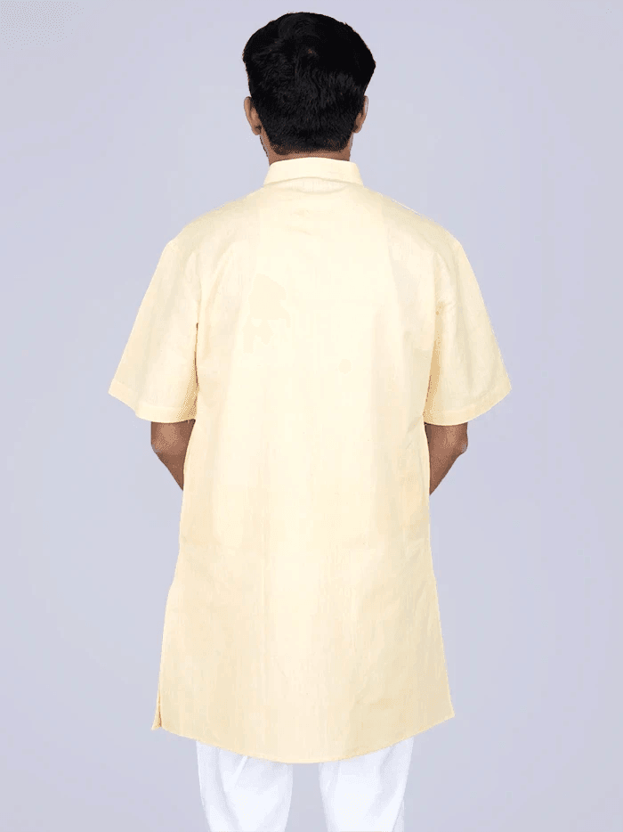 Light Yellow Handwoven Organic Cotton Men Kurta