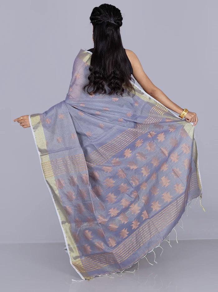 Elegant lavender Par Anchal Buti Handloom Saree