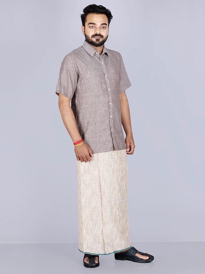 Light Brown Handwoven Cotton Lungi 2.10 Meter