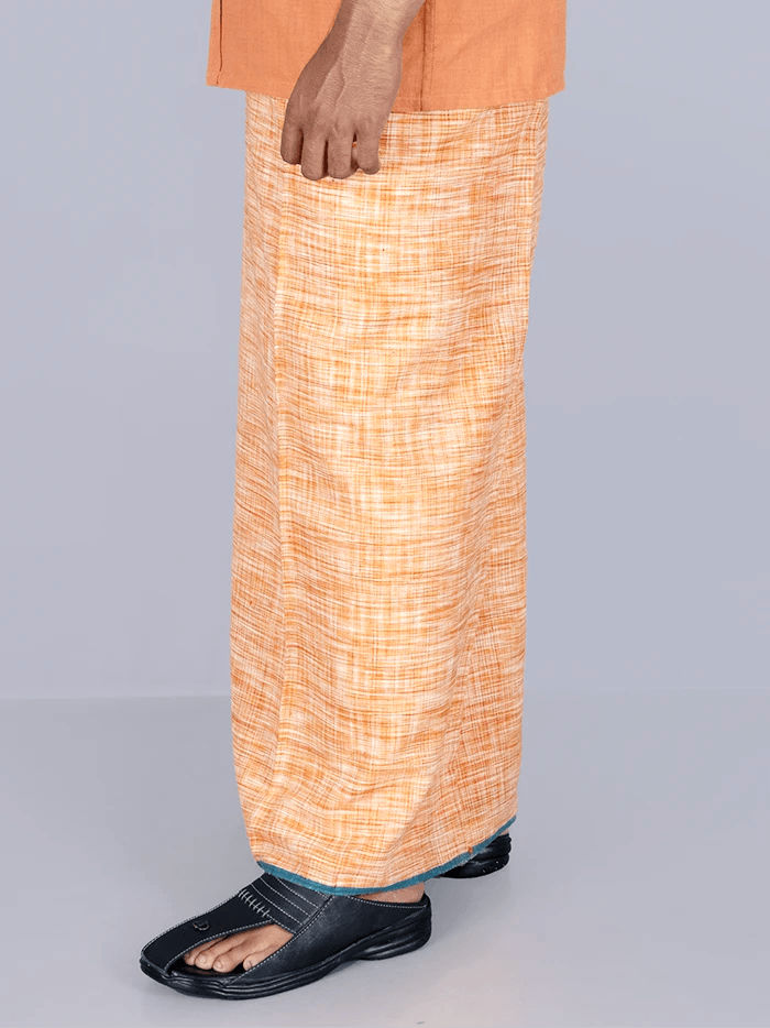 Orange Handwoven Cotton Lungi 2.10 Meter