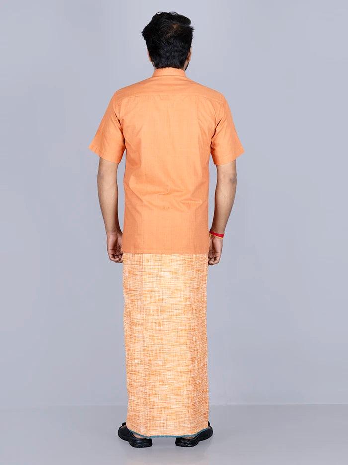 Orange Handwoven Cotton Lungi 2.10 Meter