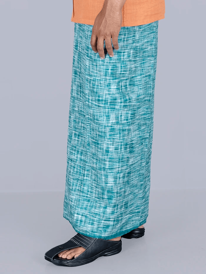 Green Handwoven Cotton Lungi 2.10 Meter