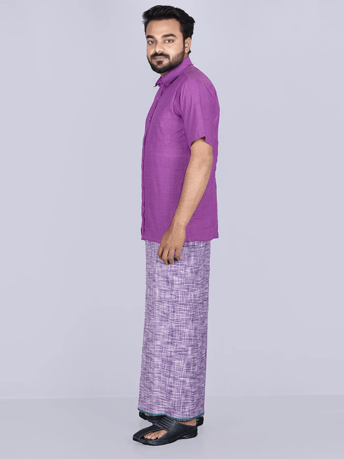 Violet Handwoven Cotton Lungi 2.10 Meter