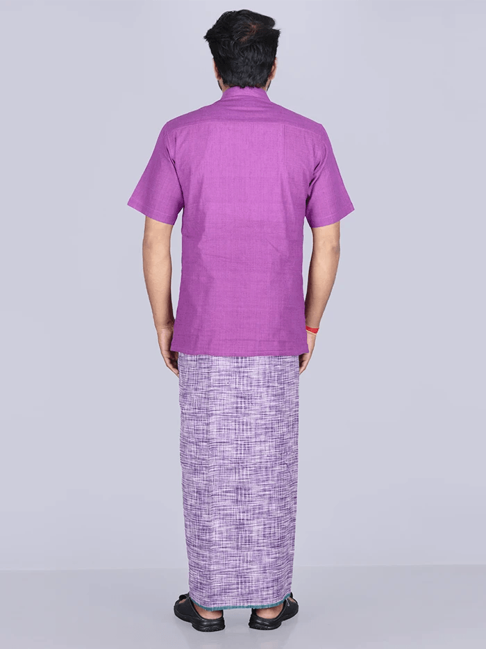 Violet Handwoven Cotton Lungi 2.10 Meter