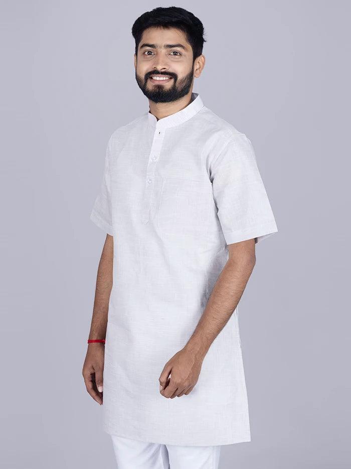 Cadet Grey Springs Handwoven Organic Cotton Men Kurta