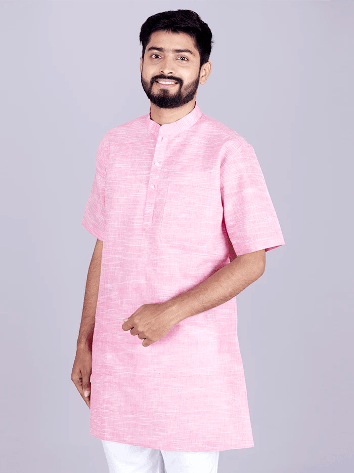 Pink Springs Handwoven Organic Cotton Men Kurta