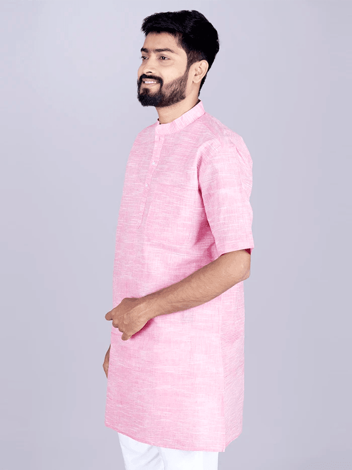 Pink Springs Handwoven Organic Cotton Men Kurta