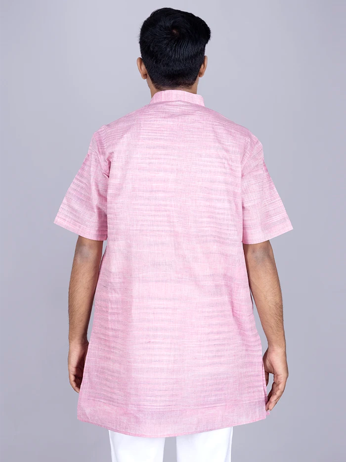 Lavender Pink Springs Handwoven Organic Cotton Men Kurta