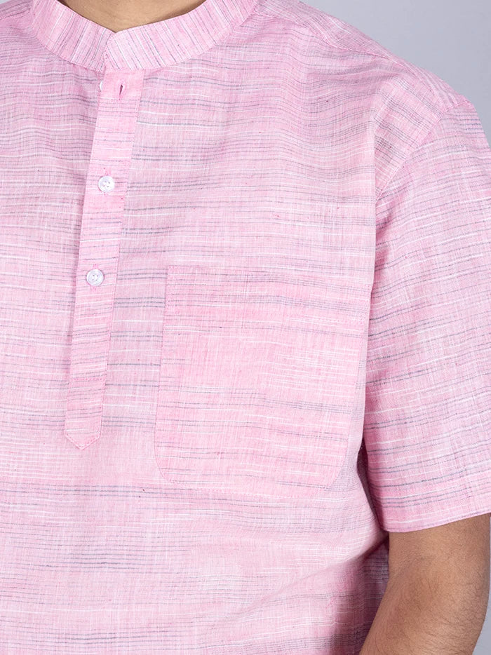 Lavender Pink Springs Handwoven Organic Cotton Men Kurta