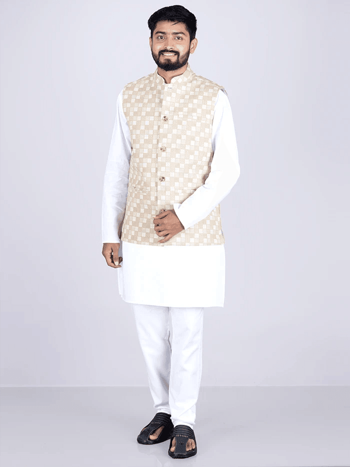 Tan Printed Poly Cotton Modi Jacket