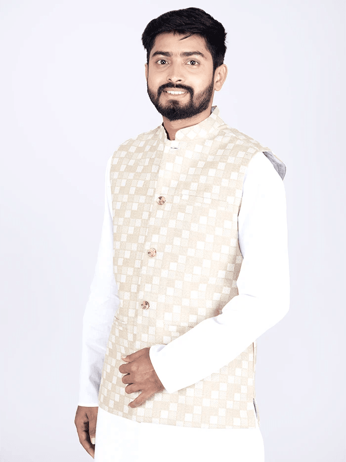 Tan Printed Poly Cotton Modi Jacket