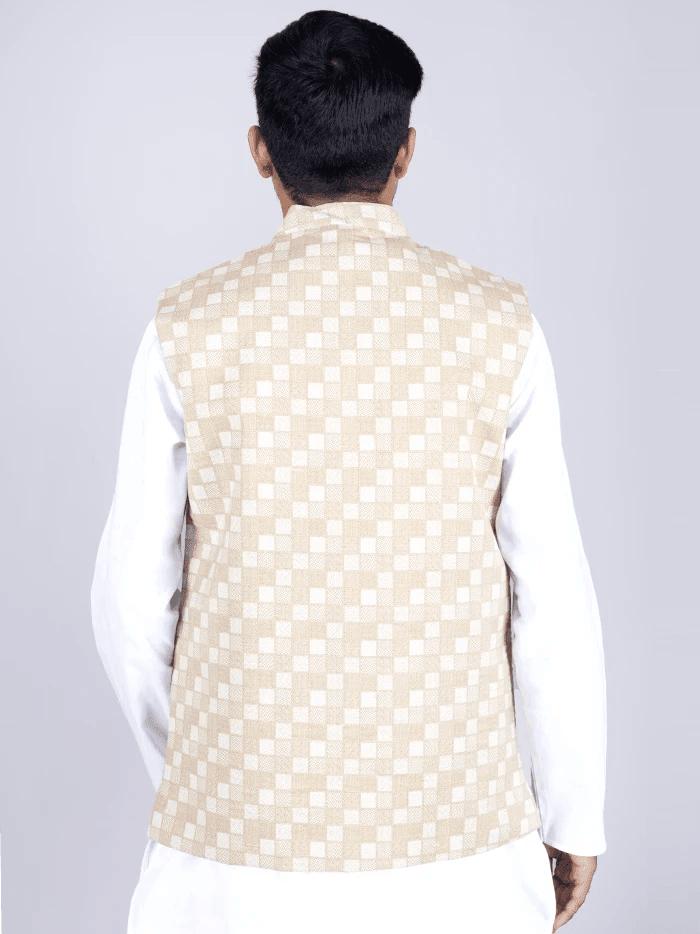 Tan Printed Poly Cotton Modi Jacket