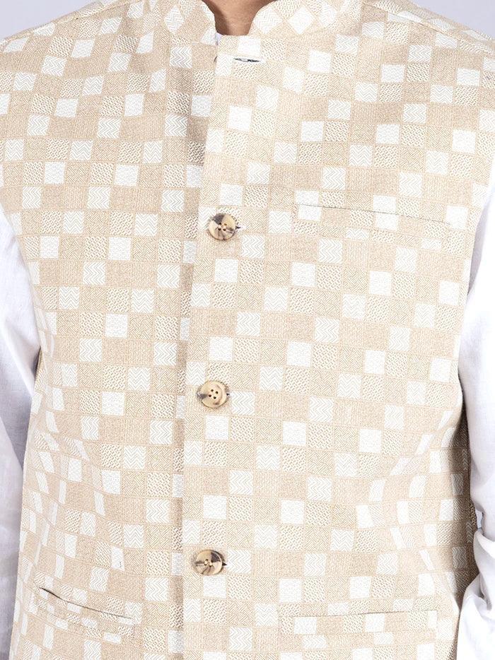 Tan Printed Poly Cotton Modi Jacket